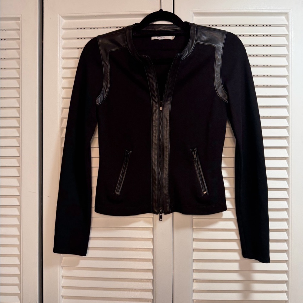 Bailey 44 Black Leather Accent Jacket